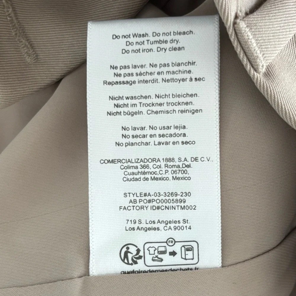 New Anine Bing‎ Carrie Pant Pleated Wide Leg in Taupe Tan Size 40